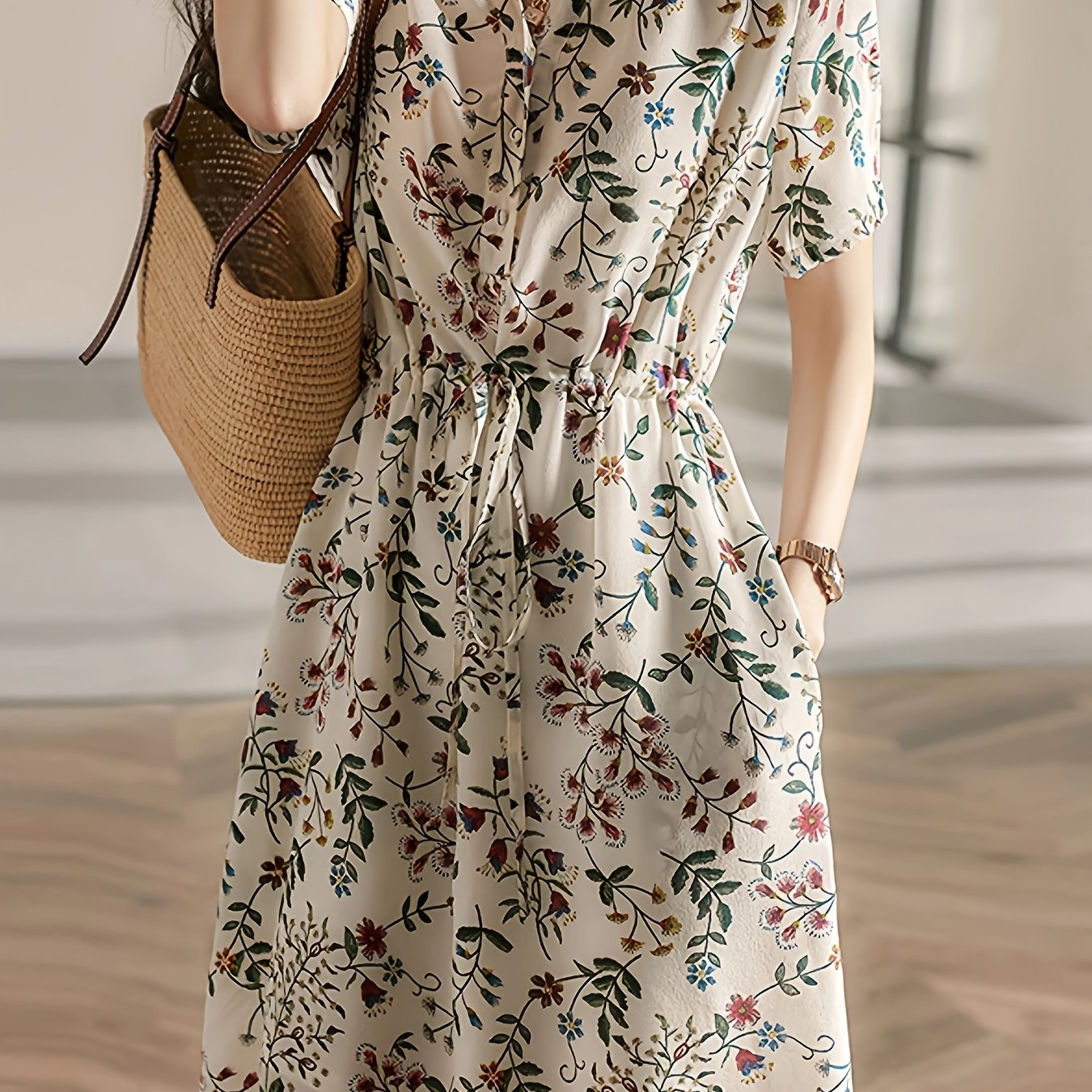 Sommerliches, freches Kleid - mehrfarbiges Gemüsemuster