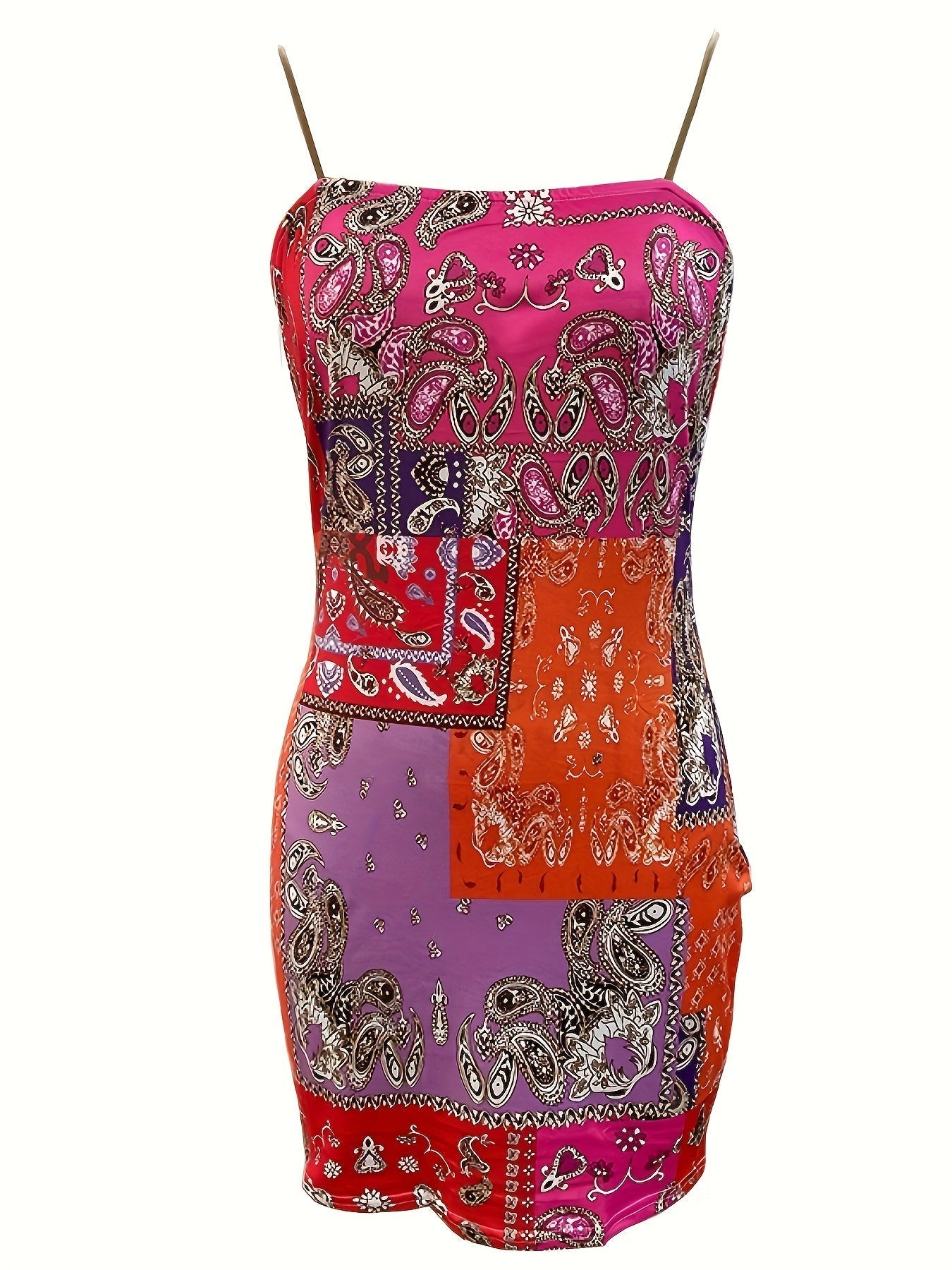 Mini-Bodycon-Kleid mit ausdrucksstarkem Paisley-Muster - für Partys