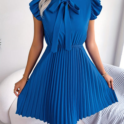 Elegantes Kleid mit Schleife und Rüschen - Plisseekleid für Damen
