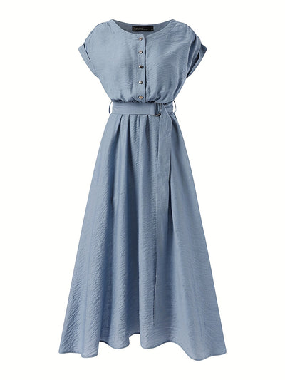 Damen Oversize Kleid mit Rundhalsausschnitt - Sommer Einfarbig