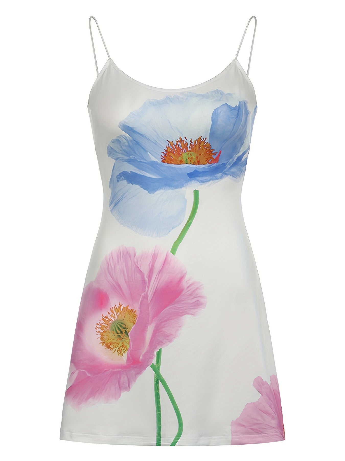 Ferien-Minikleid trägerlos - Blumenmuster, schmale Passform, offener Rücken