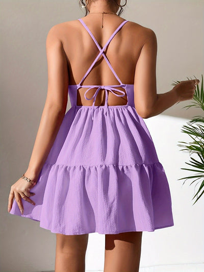 Lila Sommerkleid mit Trägern und Rüschen – Elegant und Luftig