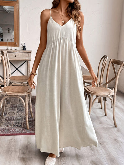 Elegantes Sommerkleid – V-Ausschnitt ärmellos masch. waschbar