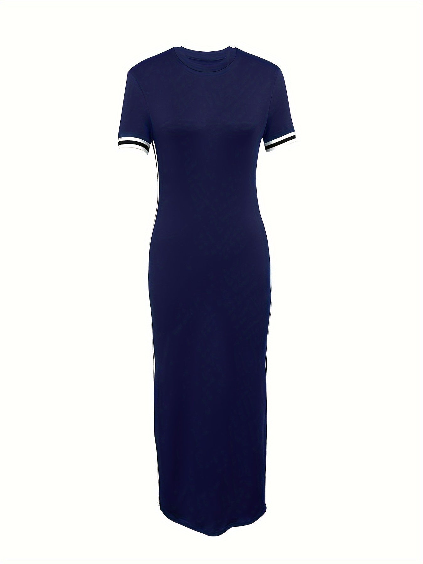 Elegantes Leibchen Kleid mit Kontrastsaum – Kurzarm & Figurbetont