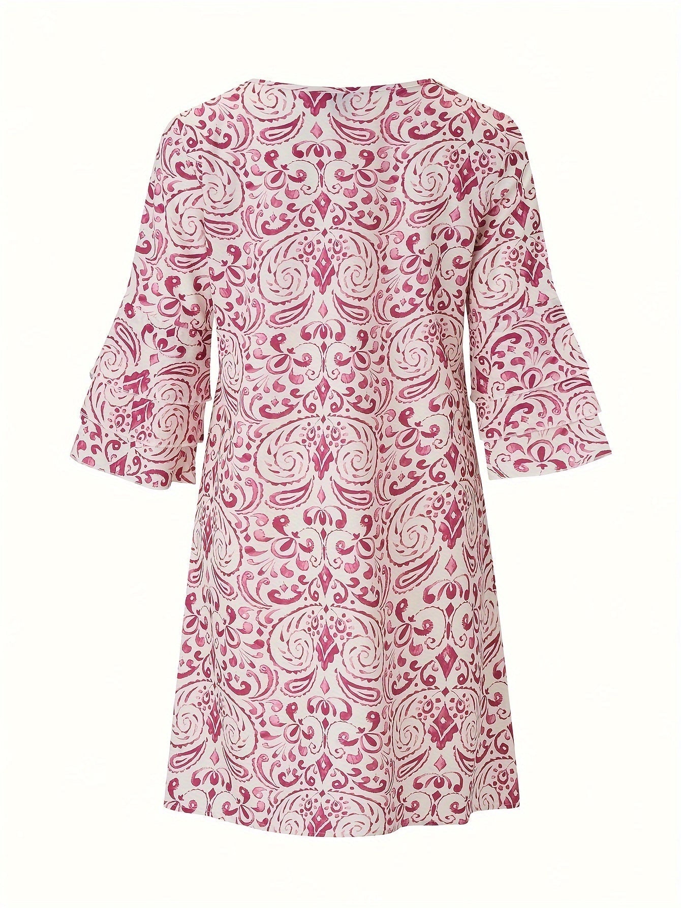 Geblümtes Kleid mit V-Ausschnitt und ausgestellten Ärmeln Sommerlicher Stil
