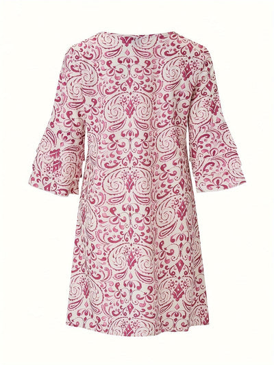 Geblümtes Kleid mit V-Ausschnitt und ausgestellten Ärmeln Sommerlicher Stil