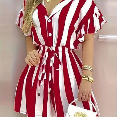 Elegantes kurzärmeliges Kleid mit geripptem Taillenband