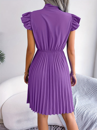 Elegantes Kleid mit Schleife und Rüschen - Plisseekleid für Damen