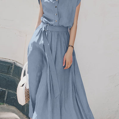Damen Oversize Kleid mit Rundhalsausschnitt - Sommer Einfarbig