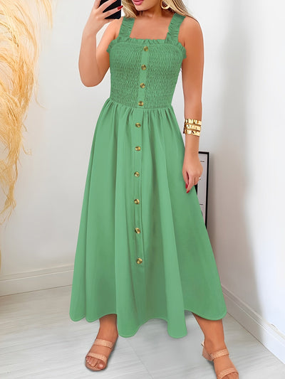 Sommerkleid mit Knopfleiste und eckigem Ausschnitt – mit Trägern