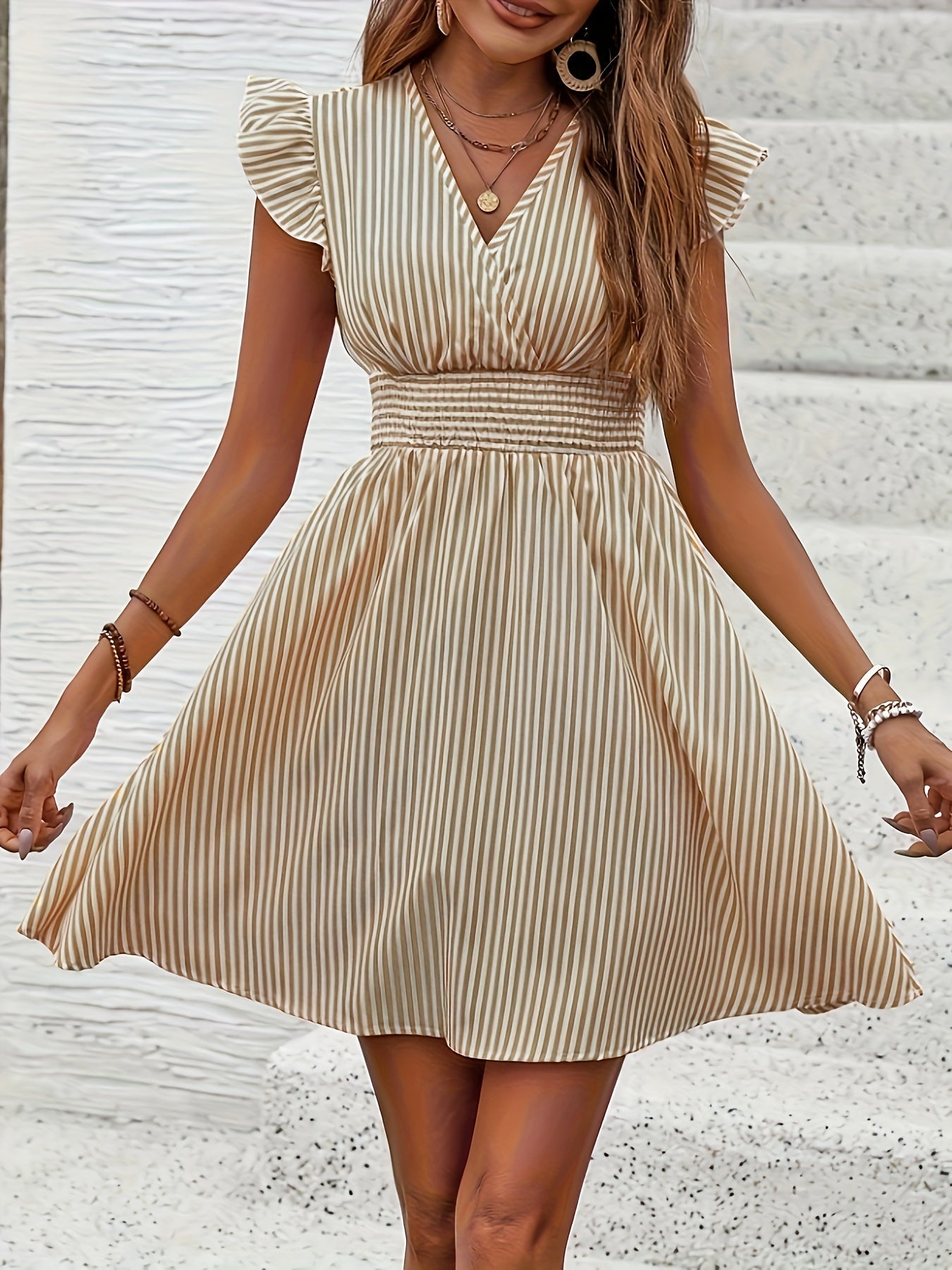 Gestreiftes Kleid mit Rüschen – Sommerlich und Stylisch