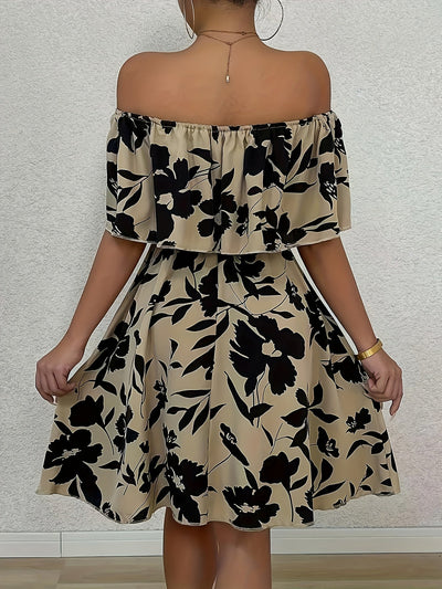 Spanisches Blumenkleid für Frauen mit Rüschen - mehrfarbig