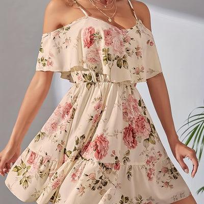 Kleid mit Blumenmuster und Off-Shoulder Design