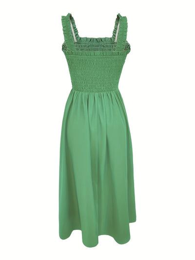 Sommerkleid mit Knopfleiste und eckigem Ausschnitt – mit Trägern