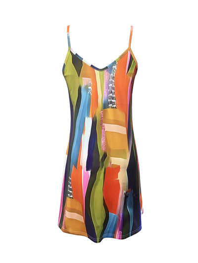 Gesamtdruck Cami-Kleid mit V-Ausschnitt – Lässiges Sommerkleid