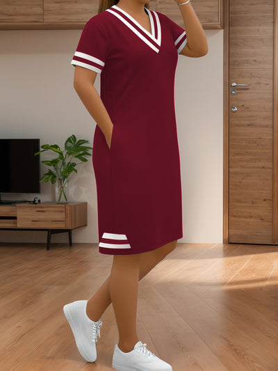 Marineblau gestreiftes Damenkleid - Casual für den Sommer