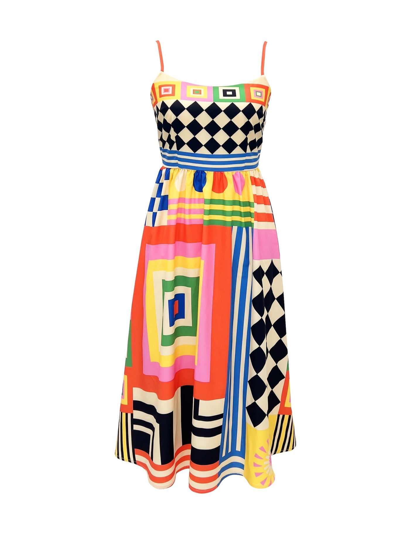 Sommerkleid mit Trägern und Print – Orangefarben
