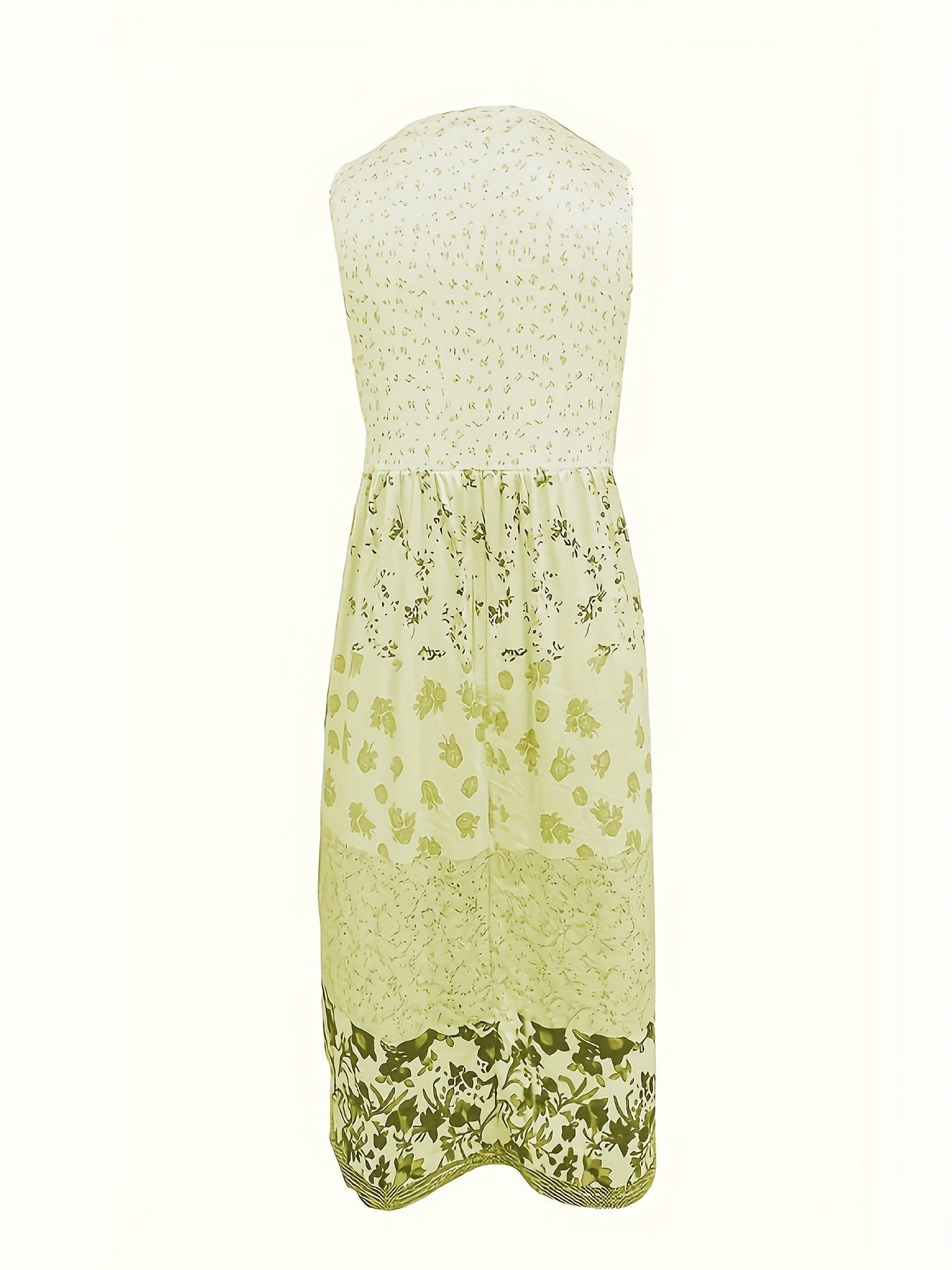 Damen Boho Midi-Kleid ohne Ärmel mit Blumenmuster