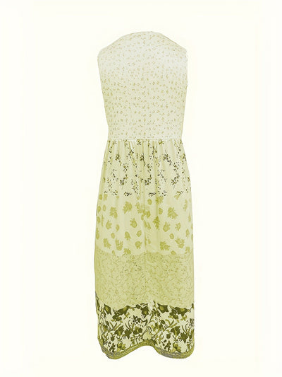 Damen Boho Midi-Kleid ohne Ärmel mit Blumenmuster