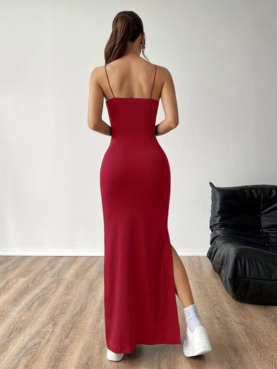 Maxi Sommerkleid mit Spaghettiträgern und Schlitz