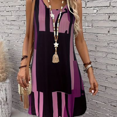 Ärmelloses Damenkleid mit geometrischem Print