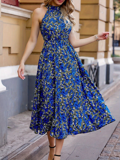 Elegantes ärmelloses Halsbandkleid für den Sommer blau