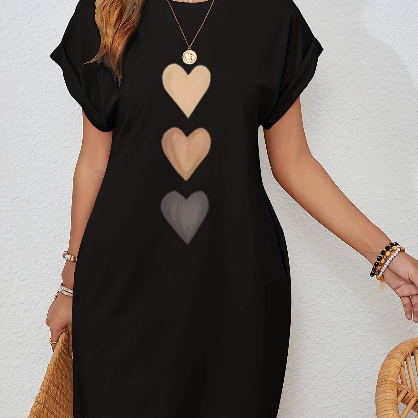 Everyday Damenkleid mit Herzmotiv und Fledermausärmeln