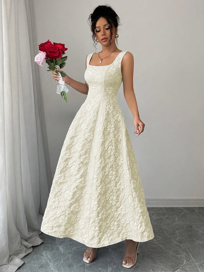 Elegantes geblümtes Maxikleid - Blau und Weiß mit Blumenmuster