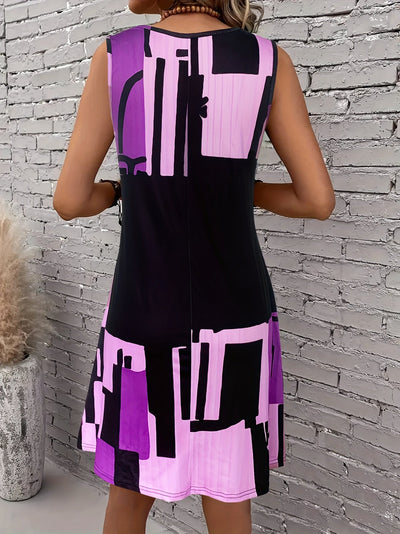 Ärmelloses Damenkleid mit geometrischem Print