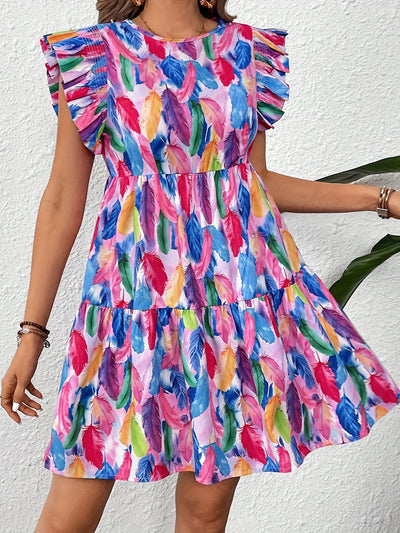 Rosa Kleid mit Volants und stufigem Rock – leichtes Design für den Sommer