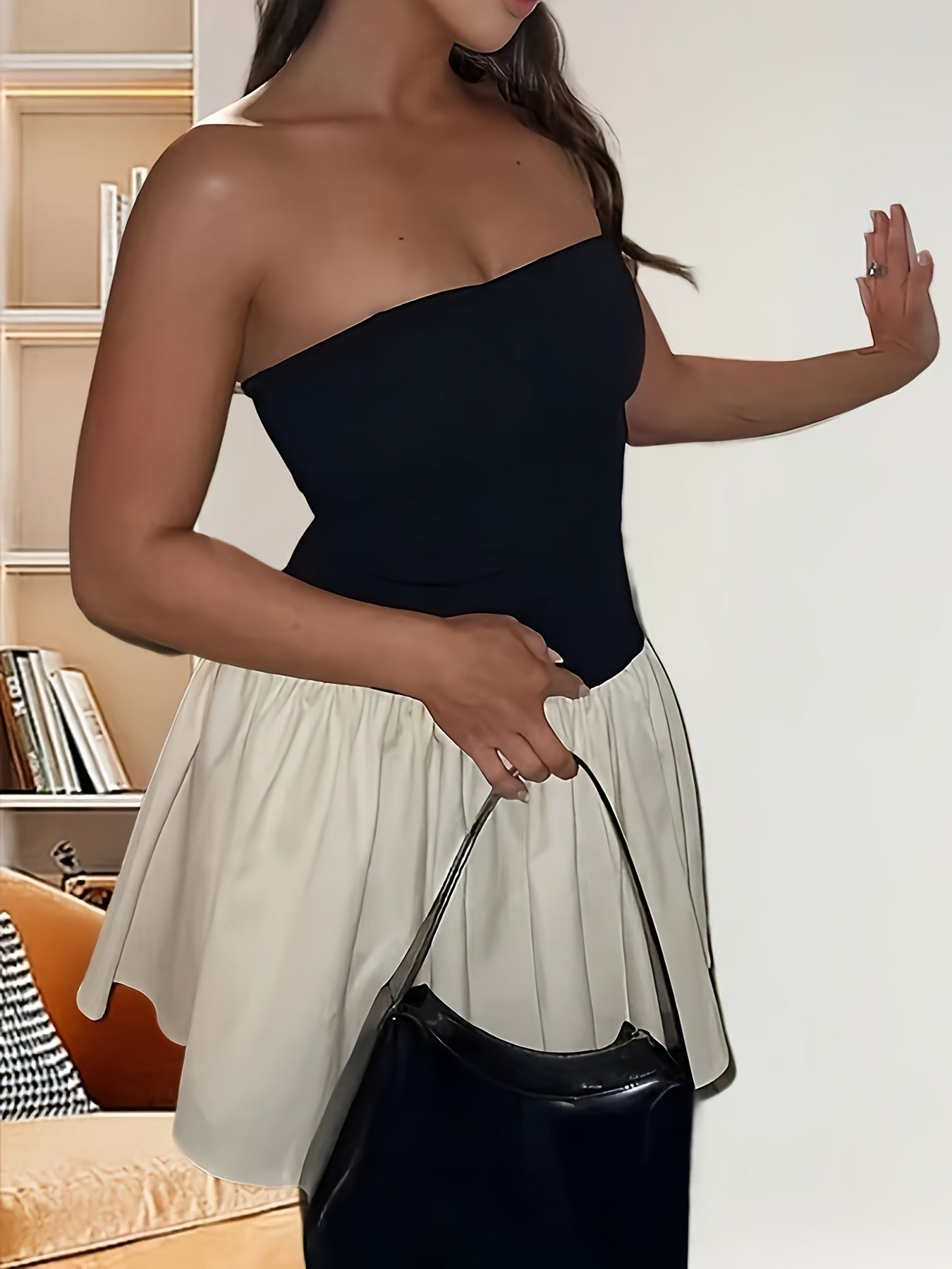 Ärmelloses Damen-Minikleid im Fit & Flare-Stil – Schulterfrei
