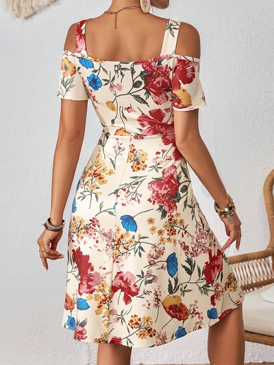 Trägerloses trägerloses Kleid, florales Muster, buntes Design