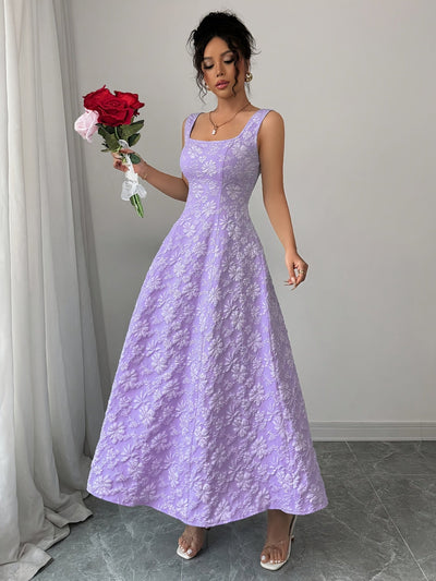 Elegantes geblümtes Maxikleid - Blau und Weiß mit Blumenmuster