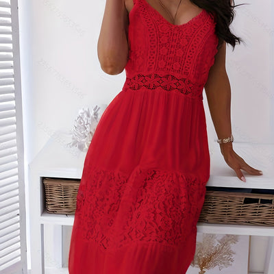 Plus Size Kleid mit Midi Sommer Spitze Elegant