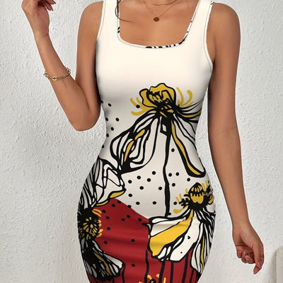 Enges Kleid mit farbigem Marmormuster