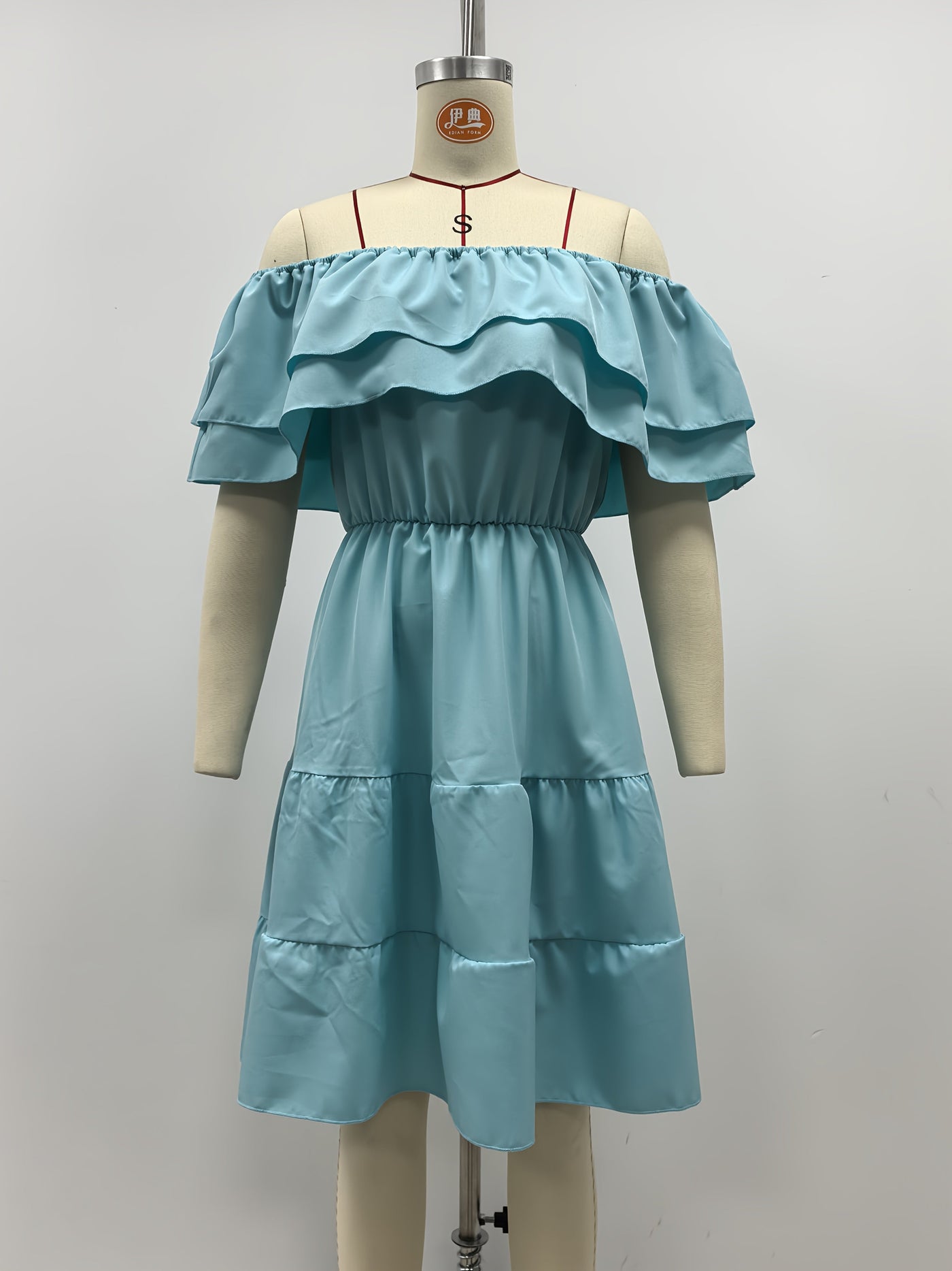 Ärmelloses spanisches Kleid mit Rüschen - Marineblau