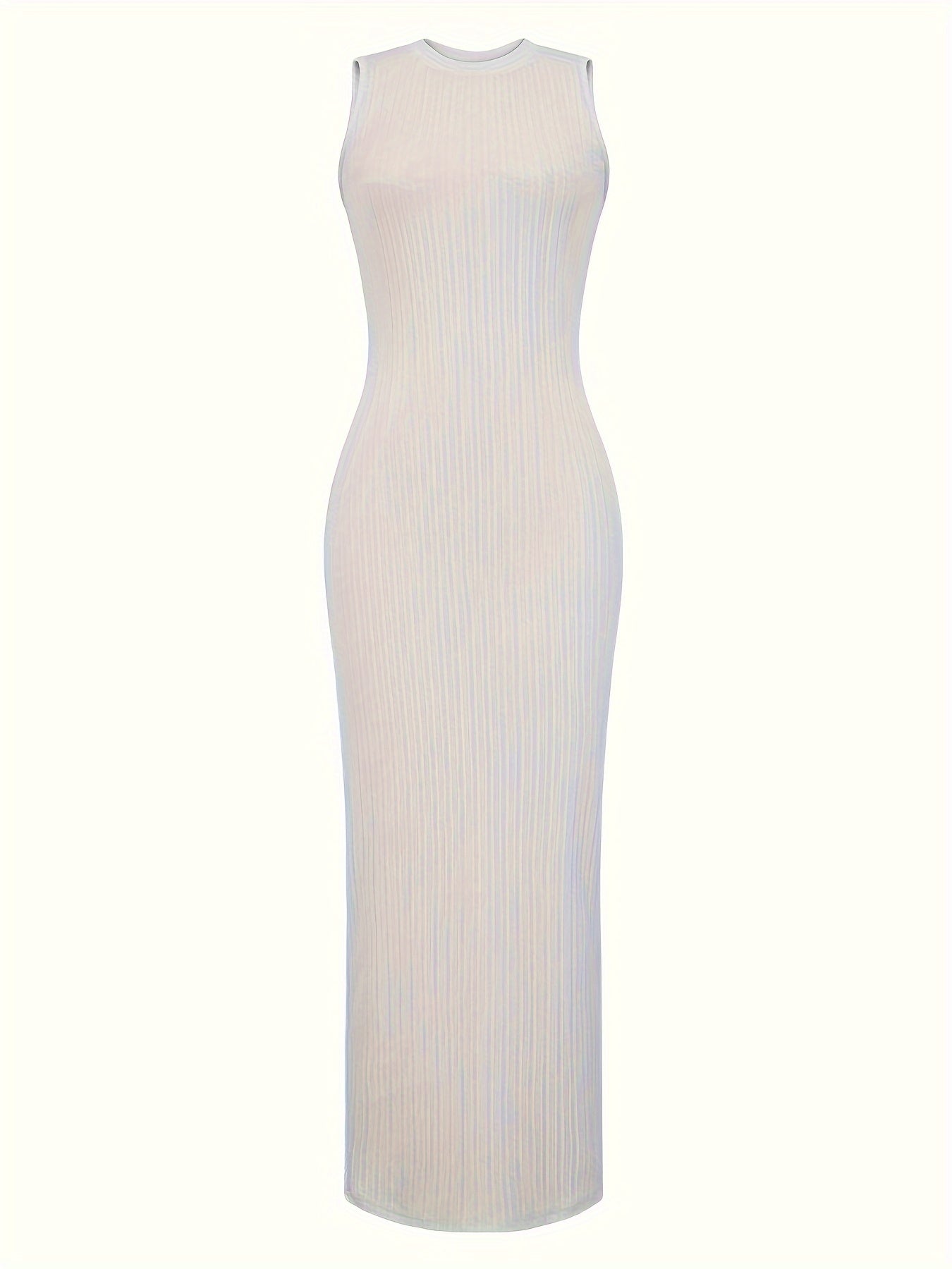Damen Sommer Bodycon Kleid – Ärmellos Rundhalsausschnitt Enganliegend