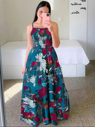 Langes Sommerkleid für Damen - Elegant, trägerlos mit Rüsche