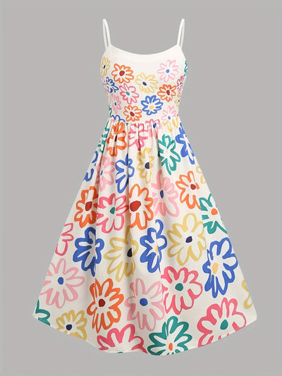 Weißes Maxikleid mit Blumenmuster, Carmen-Ausschnitt und Rüsche