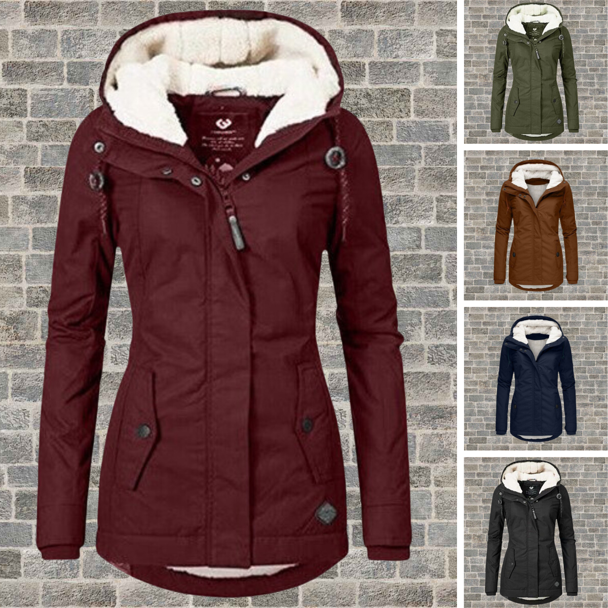 Gefütterte Winterjacke mit Kapuze
