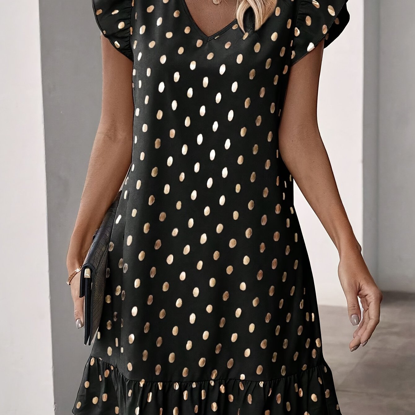 Schimmerndes Print- und Rüschenkleid Elegant für den Sommer