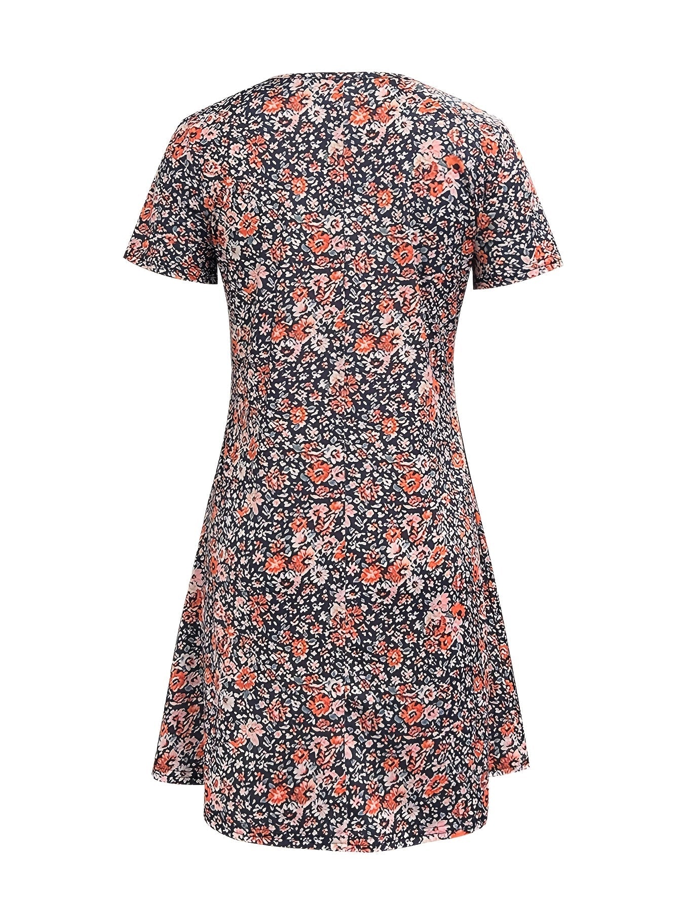 Florales Damenkleid mit frechem Ausschnitt und gegürtetem Petticoat - Multicolour