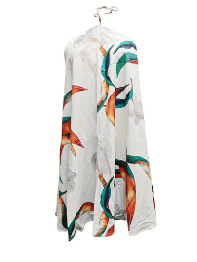 Sommer-Damenkleid mit offener Schulter und Krawatte im Nacken - Locker mit Druck
