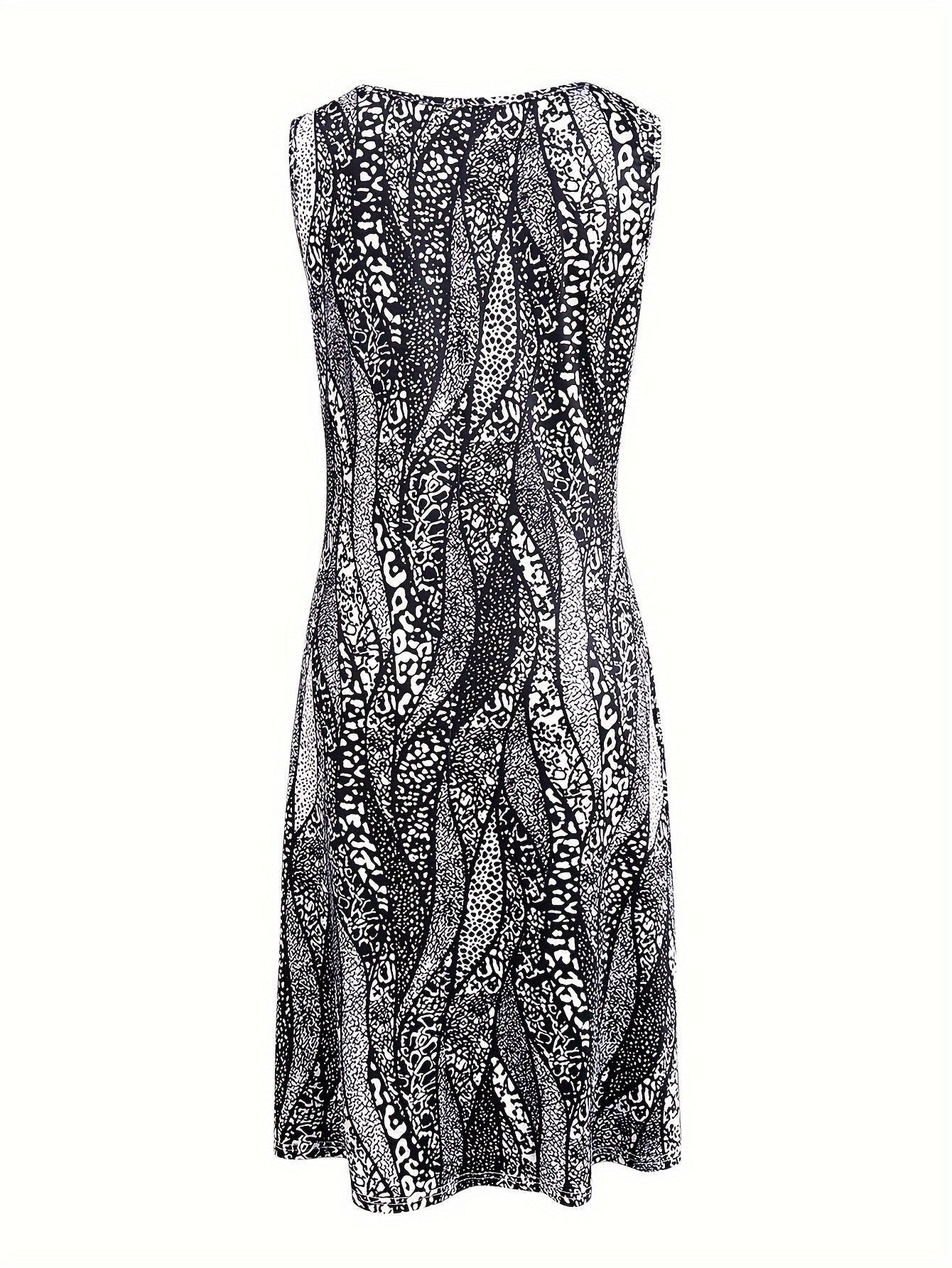 Ärmelloses Sommer-Blätterkleid Luftiges Polyester