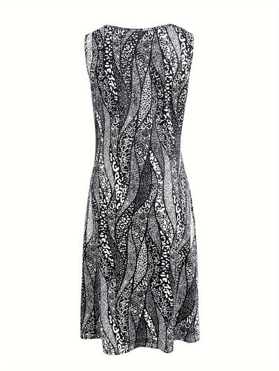Ärmelloses Sommer-Blätterkleid Luftiges Polyester
