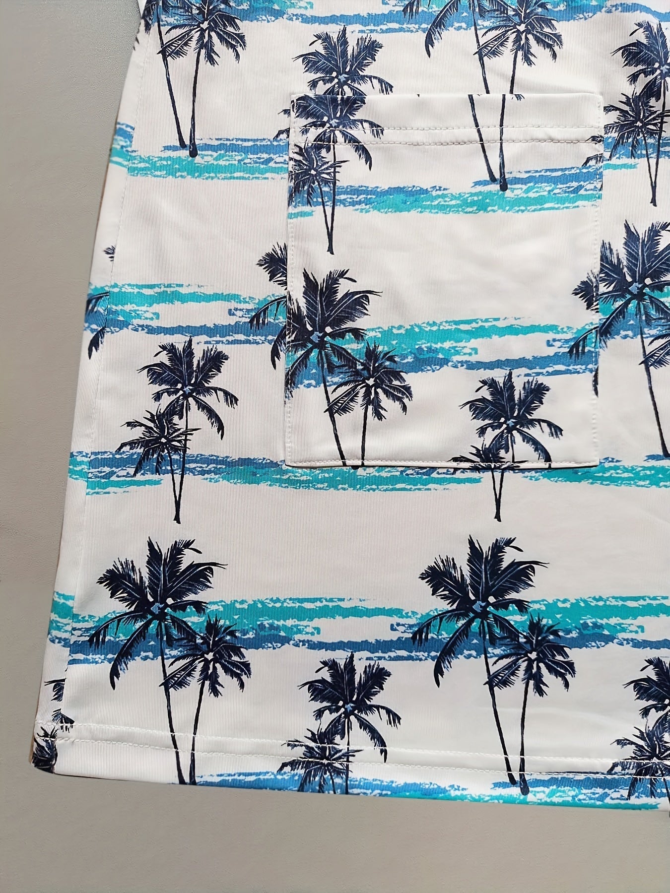Damen Sommerkleid mit Trägern, tropischem Palmen- und Streifenmuster + Gürtel