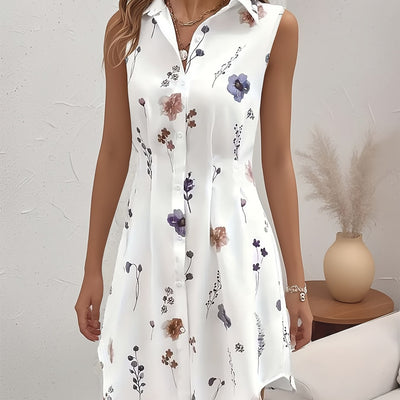 Sommerliches geblümtes Midikleid mit Kragen und Knöpfen
