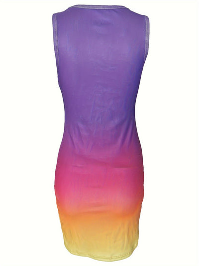 Elegantes Bodycon-Kleid mit schattiertem Farbdruck für Frauen