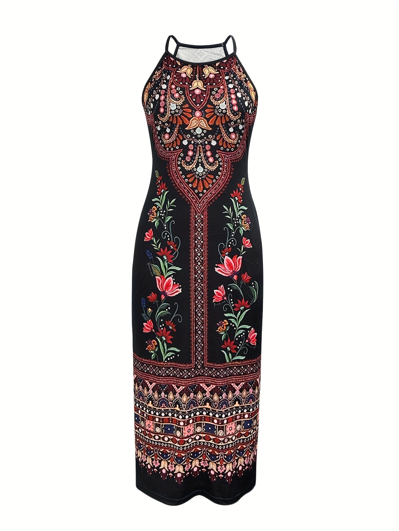 Ärmelloses Sommer-Midikleid mit Blumenmuster - Multicolor