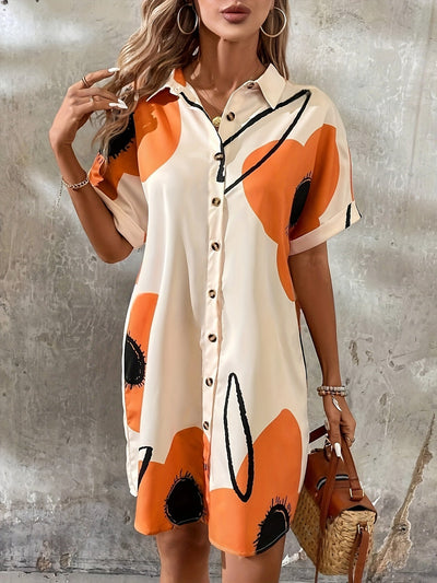 Elegantes Kleid mit kurzen Ärmeln und lockerem Schnitt